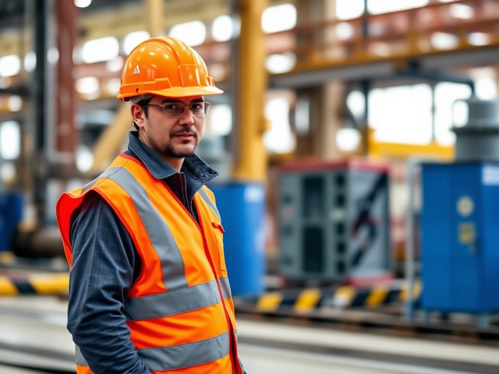 Profissional de segurança do trabalho em inspeção